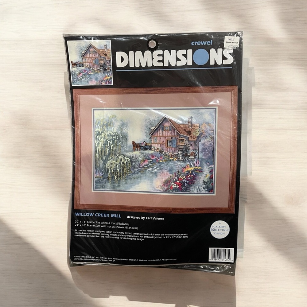 🐈OKC🐈 NWT Vintage Dimensions Crewel “Willow Creek Mill” Embroidery Kit